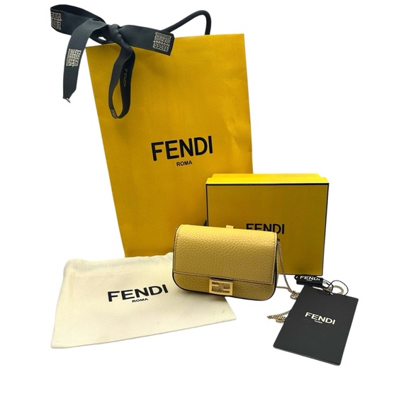 Fendi Yellow Nano Purse Baguette Charm Cross Body Purse with Perfume  NWT - Picture 1 of 12